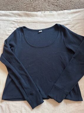 Gilly Hicks Navy Long-Sleeve Scoop Neck Thermal Top